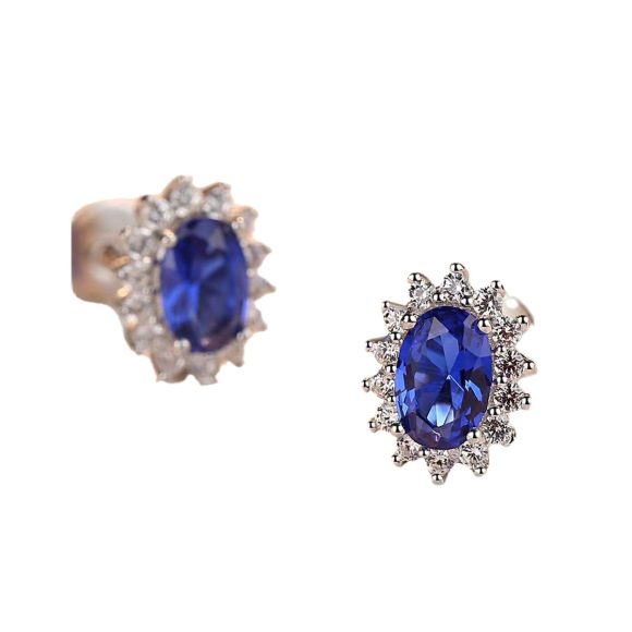 High-grade Ring Necklace Ear Stud Ornament Colored Gems Set Three-piece Set - Image 4