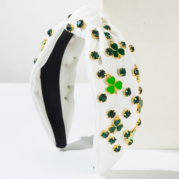 Rhinestone Green Clover Decoration Hair Accessories Hair Hoop Female - Image 3