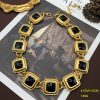 Antique Necklace Earrings Classic Black Enamel Necklace Suit - Image 5