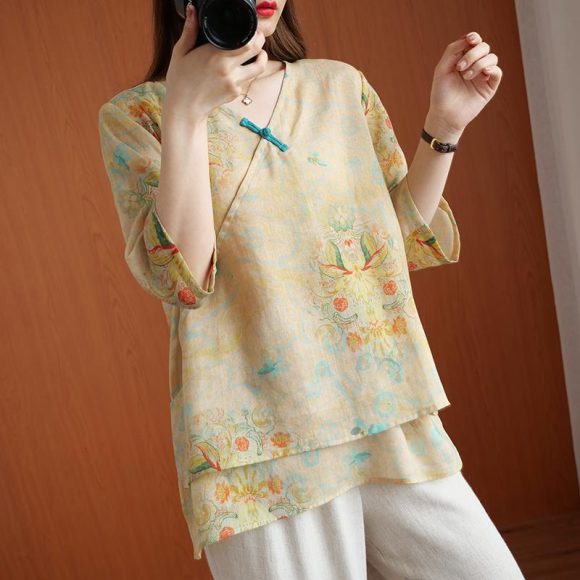 Chinese Style Retro Anti-aging Temperament Shirt Women's Summer Loose - Image 5