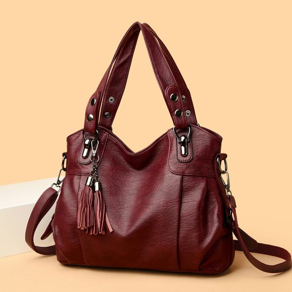 Classic Washed Sheepskin Tassel Bag Texture - Image 7