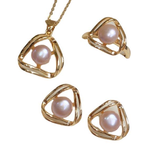 Simple And Exquisite Freshwater Pearl Necklace Suit - Image 2