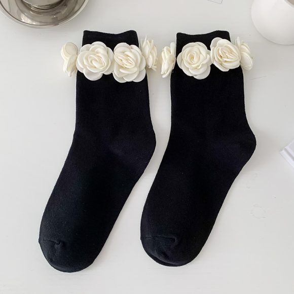 Three-dimensional Camellia Tube Socks Personality Lolita Style Socks - Image 3