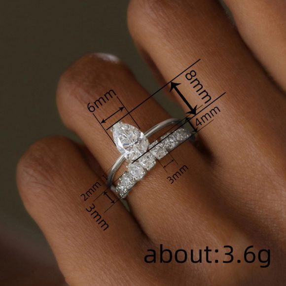 European And American Drop-shaped Design Zircon Ring Fashionable And Exquisite - Image 2