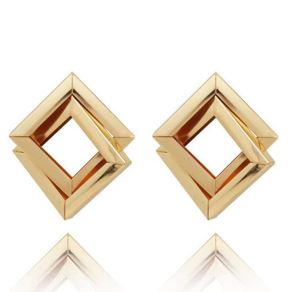 Metal Simplicity Rhombus Earrings Face Slimming - Image 4