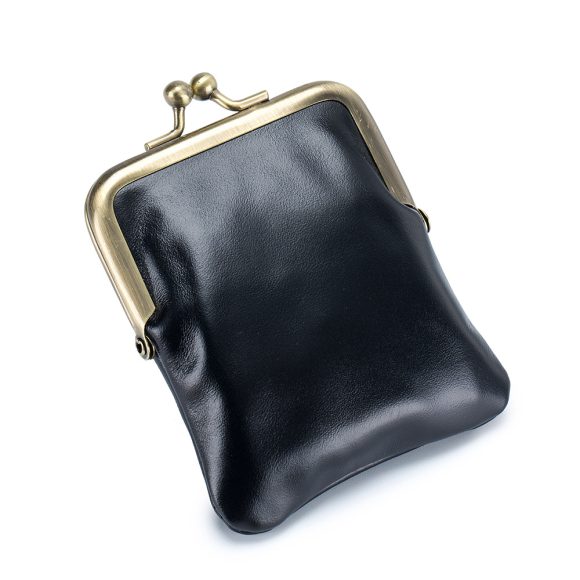 First Layer Oil Wax Cowhide Retro Compact Clip Coin Purse - Image 8