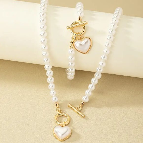 Love Pearl OT Buckle Necklace, Bracelet Set - Image 3