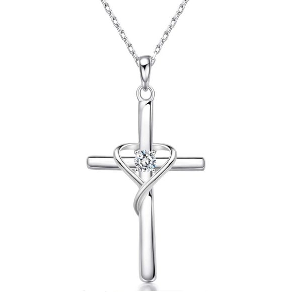 S925 Sterling Silver Cross Frame Pendant Clavicle Chain - Image 9