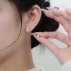 S999 Sterling Silver Pure Silver Stud Earrings Female Water Drop Ear-caring Shell Pearls