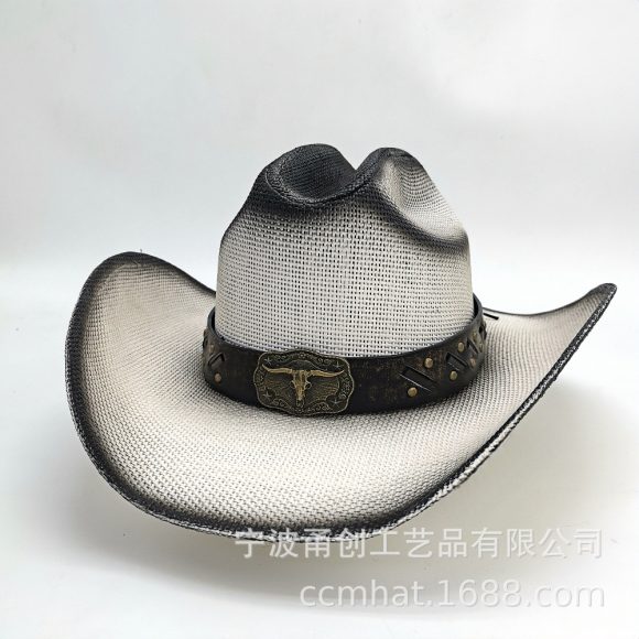 Retro Cowboy Hat Cow Head Belt Decoration - Image 2