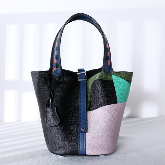Cowhide Painted Vegetable Basket Portable Women's Bag Adjustable Shoulder Strap - Image 3