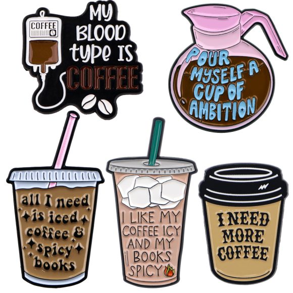 Cartoon Golden M Badge Coffee Quotation Brooch - Image 6