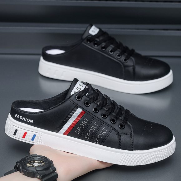Summer Men's Casual Breathable Semi Slipper White Shoes - Image 6