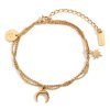 Vintage Necklace Stainless Steel Plated 18K Gold Moon Eight Awn Star Bracelet - Image 6
