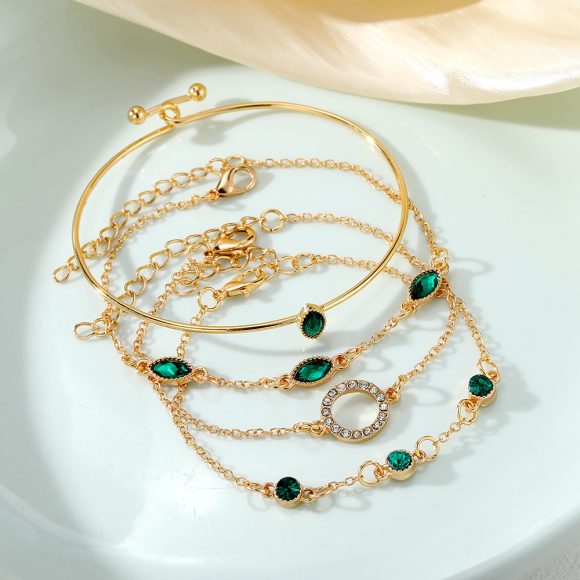 Diamond Bracelet Suit Rhinestone Chain Bracelet Four-piece Set For Women - Image 4