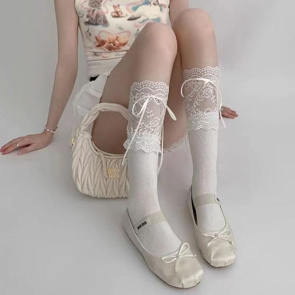 Women's Summer Fashion Ribbon Bow Tube Socks - Image 4
