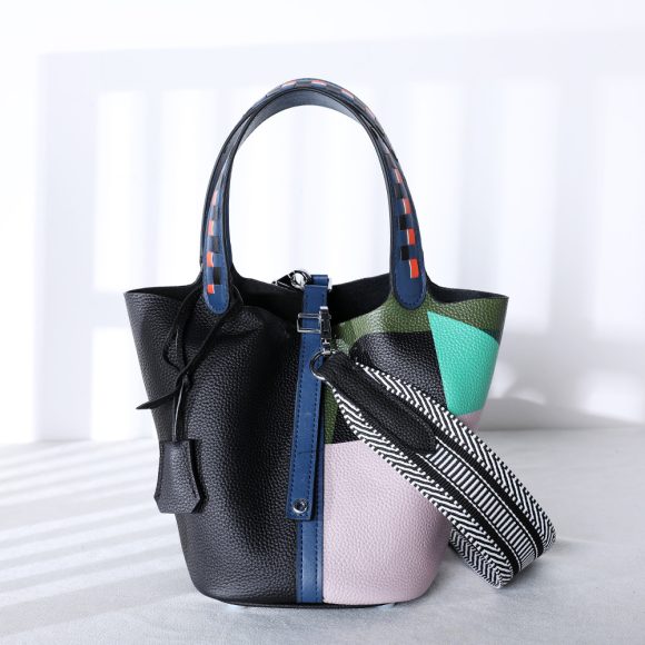 Cowhide Painted Vegetable Basket Portable Women's Bag Adjustable Shoulder Strap - Image 2