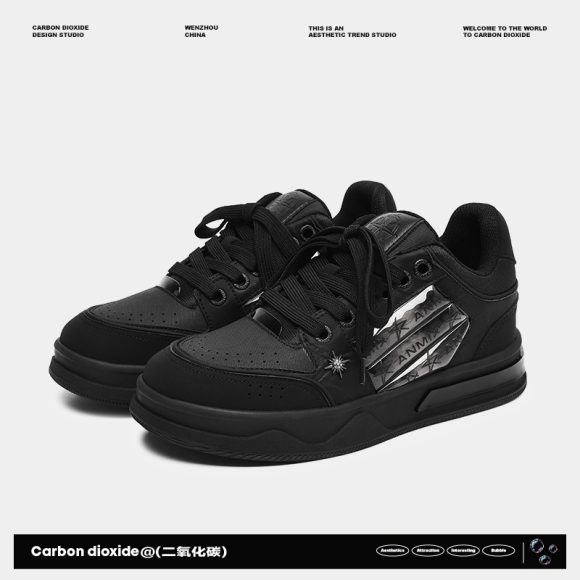 Couple's Black All-match National Fashion Platform Star Pattern Sneakers - Image 5