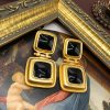 Antique Necklace Earrings Classic Black Enamel Necklace Suit - Image 3