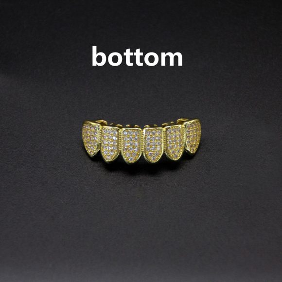 Hip Hop Tooth Socket Copper Zircon Micro British Real Gold Non-fading Tooth Decoration - Image 9