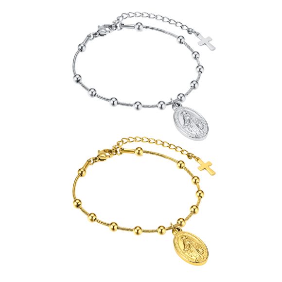 Cross Oval Stainless Steel Bracelet - Image 7