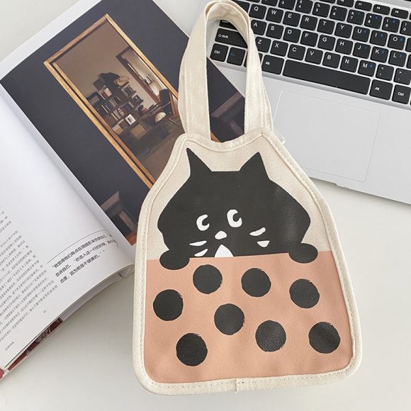 Casual Hand-carrying Cute Kitten Illustration Canvas Bag Female - Image 3