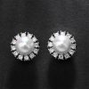 Creative SUNFLOWER Pearl Emerald Zircon Stud Earrings - Image 2