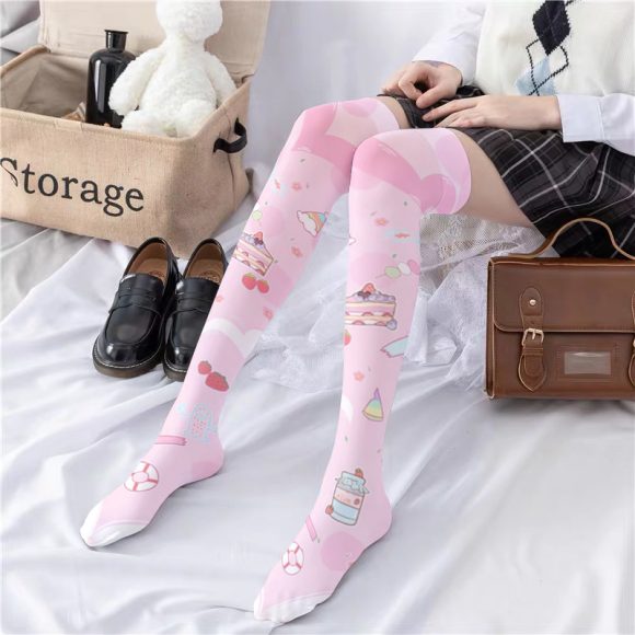 Lolita Cute Overknee Long Boot White Velvet Socks - Image 5
