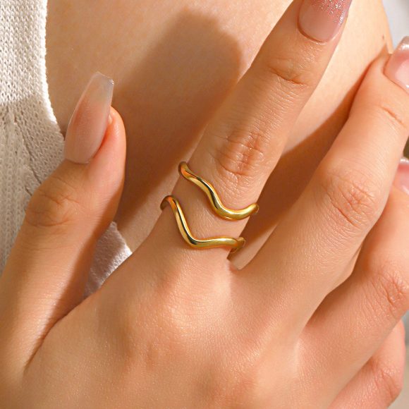 Personalized Line Design Popular Simplicity Style Stainless Steel Shaped Ring For Women - Image 5