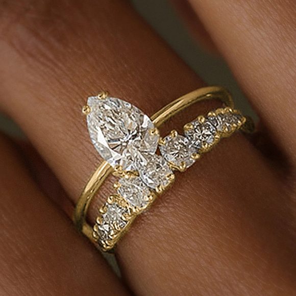 European And American Drop-shaped Design Zircon Ring Fashionable And Exquisite - Image 4