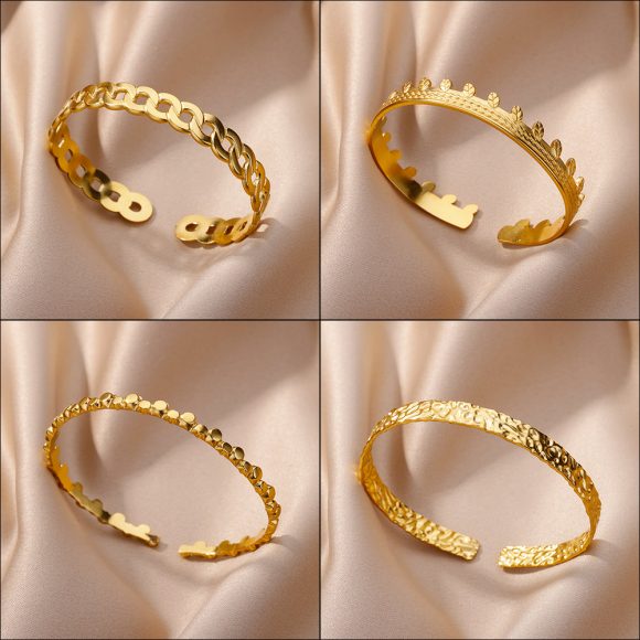 Simple Pleated Pattern Opening Bracelet Women - Image 8