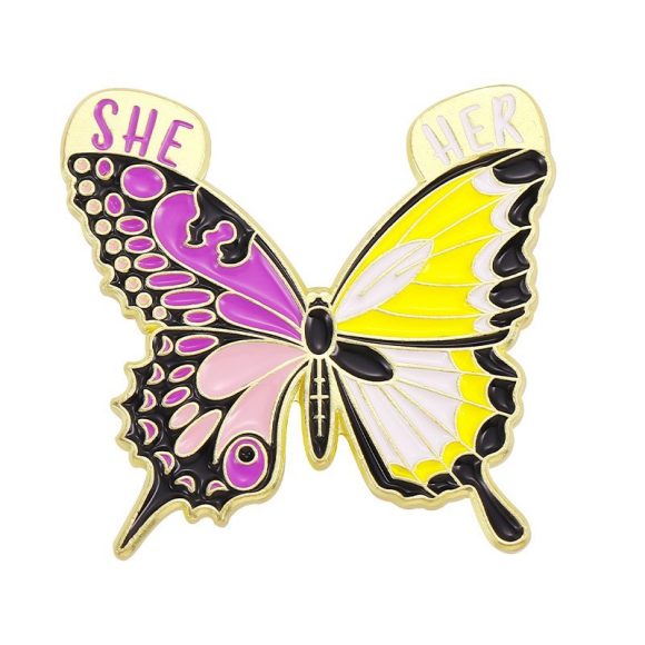 Cartoon Cute Moth Butterfly Insect Golden M Badge Biology Subject Student Bag Ornament Brooch Accessories - Image 8