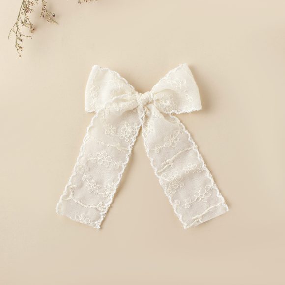 Barrettes Embroidered Lace Dovetail Bow Girl's Hairpin Back Head - Image 10