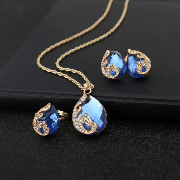 Geometric Gem Earrings Necklace Jewelry Suit - Image 4