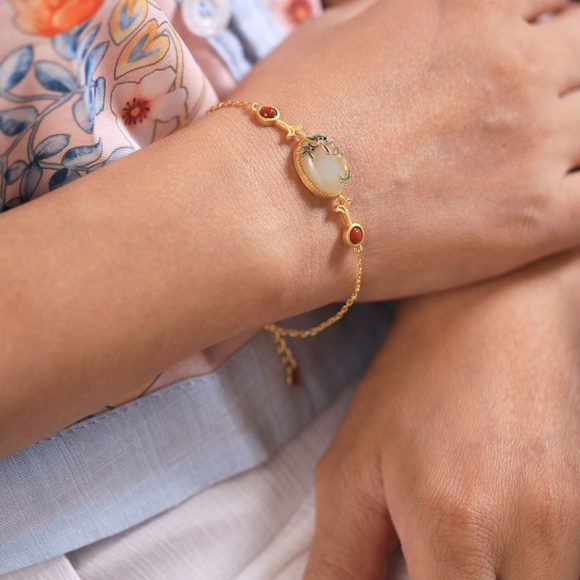Icing On The Cake Hetian Jade Hand Accessory Bracelet - Image 4