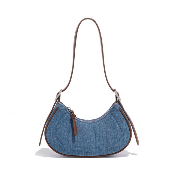 French Retro Denim Crescent Handbag - Image 5