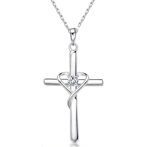 S925 Sterling Silver Cross Frame Pendant Clavicle Chain - Image 6