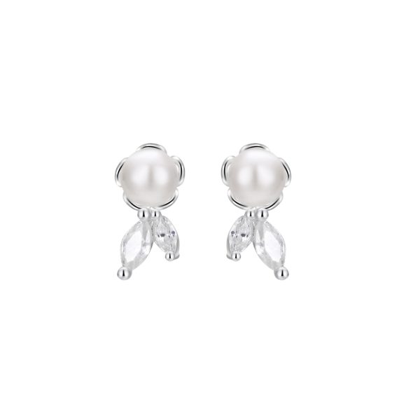 S999 Sterling Silver Pure Silver Stud Earrings Female Water Drop Ear-caring Shell Pearls - Image 2