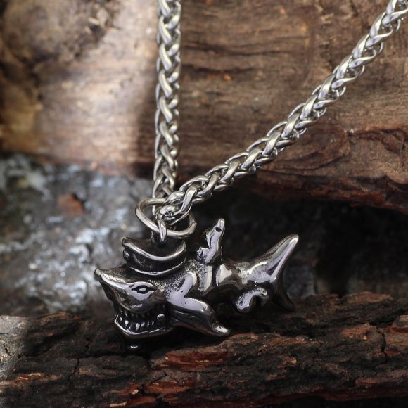Retro Punk Captain Shark Titanium Steel Men's Pendant Necklace - Image 2