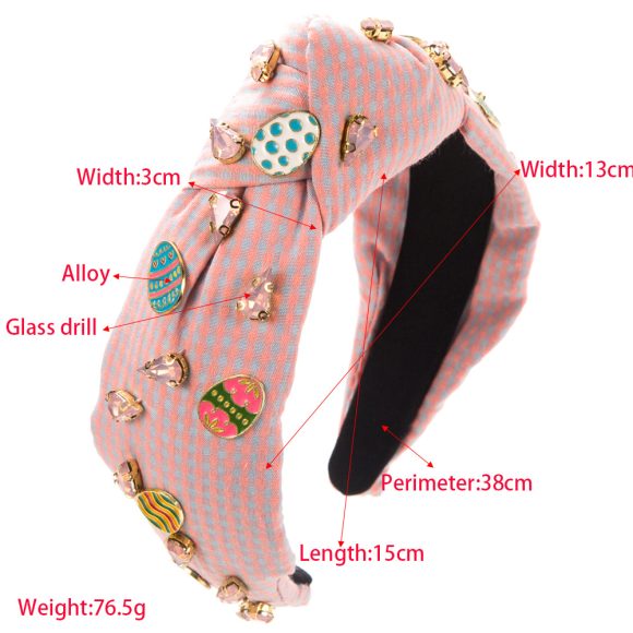 Fashion Plaid Fabric Hand-stitched Easter Headband - Image 4