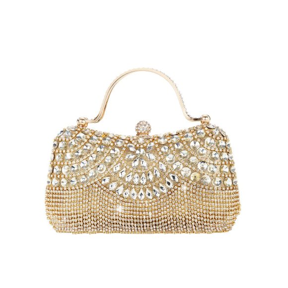 Rhinestone Tassel Portable Chain Box Dinner Bag Women - Image 5