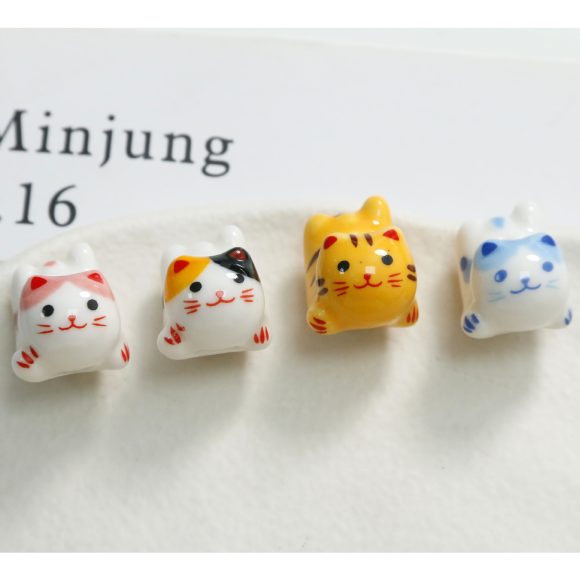 Cute Cartoon Porcelain Three-dimensional Sprint Cat Straight Hole Beaded - Image 9