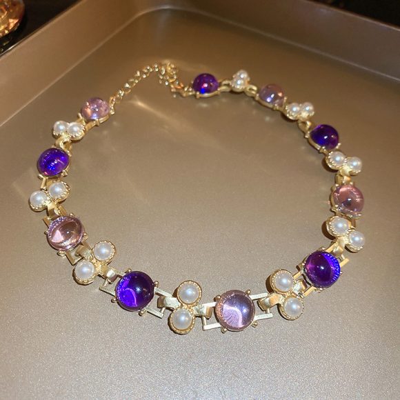 Silver Needle Pearl Round Studs Necklace Suit - Image 8