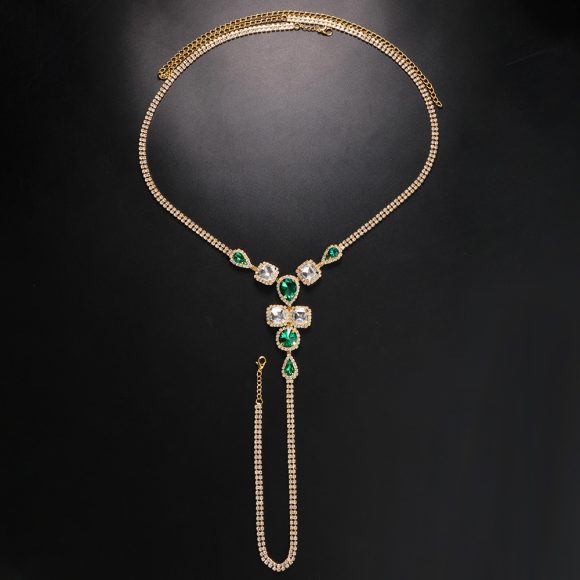 Nightclub Rhinestone Body Chains Lady Sexy Lvzuan Drop-shaped T-back - Image 2
