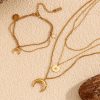 Vintage Necklace Stainless Steel Plated 18K Gold Moon Eight Awn Star Bracelet - Image 2