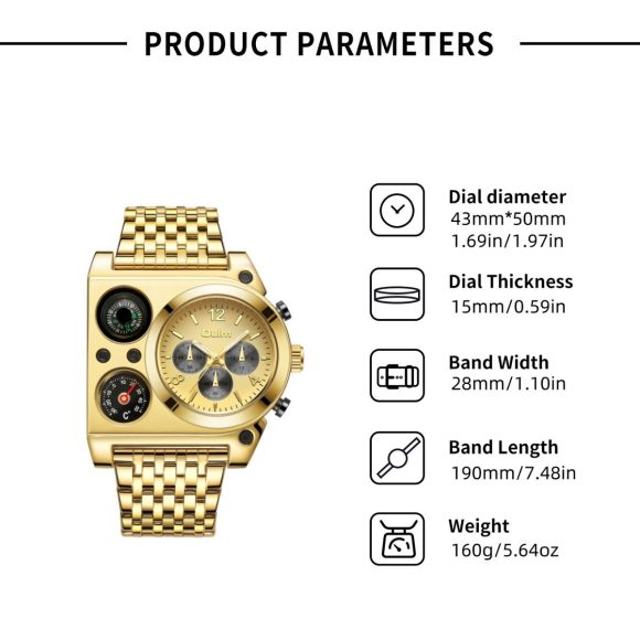 Multi-time Zone Oversized Dial Luminous Men's Watch Steel Belt - Image 9