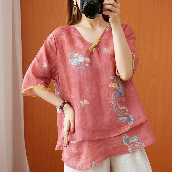 Chinese Style Retro Anti-aging Temperament Shirt Women's Summer Loose - Image 6