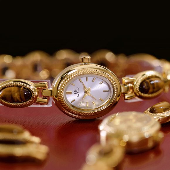 BS Gold Retro Rich Tigereye Chain Watch - Image 5