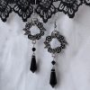 Gothic Rose Black Crystal Pendant Earrings Retro Fashion - Image 2