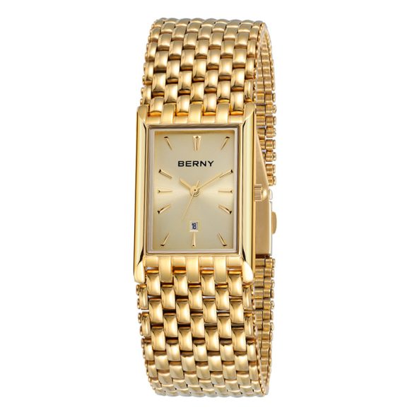 Ultra-thin Gold Quartz Watch Rectangular Stainless Steel Band Waterproof Couple Watch - Image 10